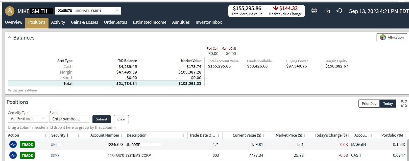 Account Positions